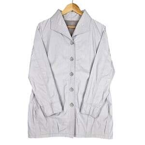 TOKYO JAPANESE BOUTIQUE GRAY COTTON COAT – M/L – WATER‑RESISTANT WOVEN TEXTURE